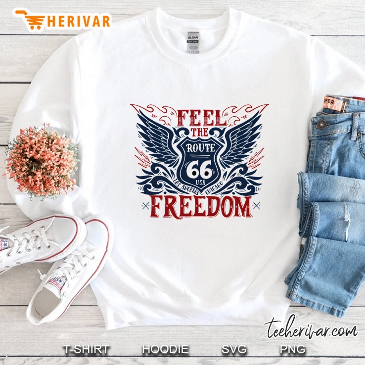Route 66 Feel The Freedom Red And Blue Sweatshirt