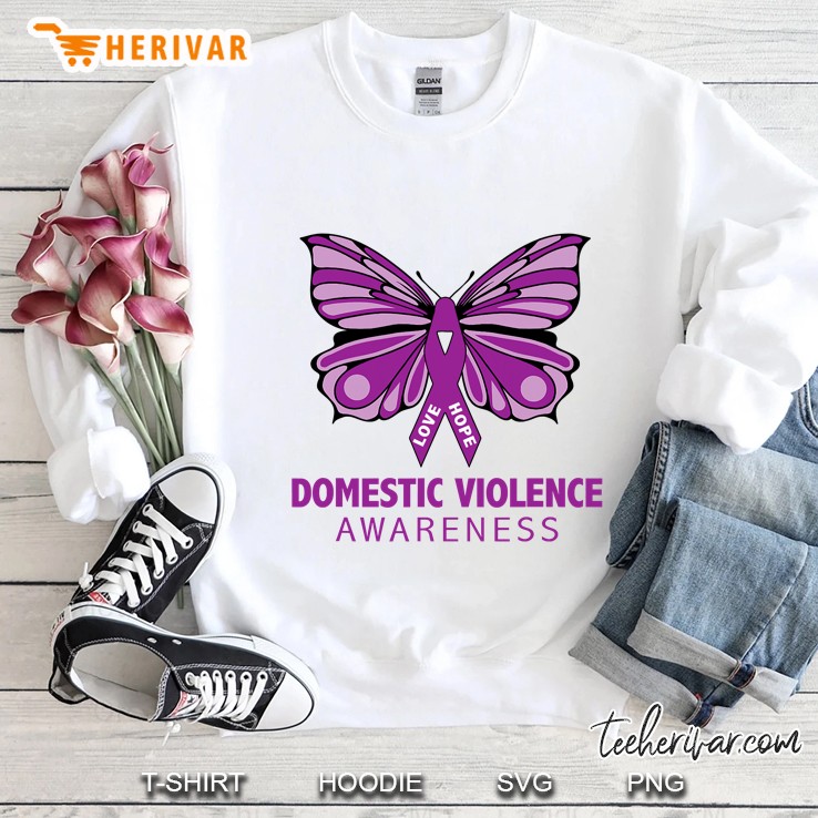 Domestic Violence Awareness Purple Butterfly Ribbon Sweatshirt