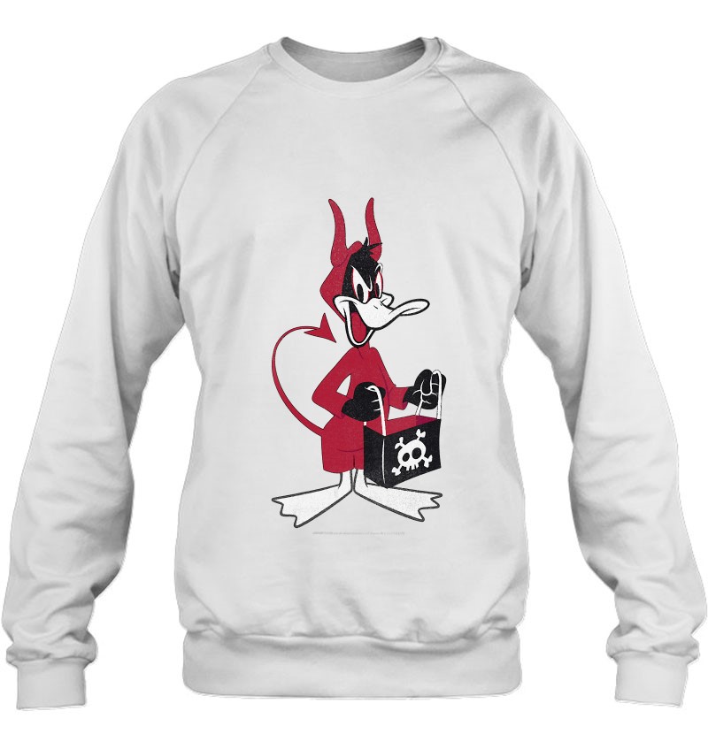 Womens Looney Tunes Daffy Devil Costume Halloween V-Neck Sweatshirt
