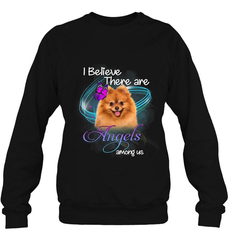 I Believe There Are Angels Among Us Pomeranian Dogs Gift Sweatshirt