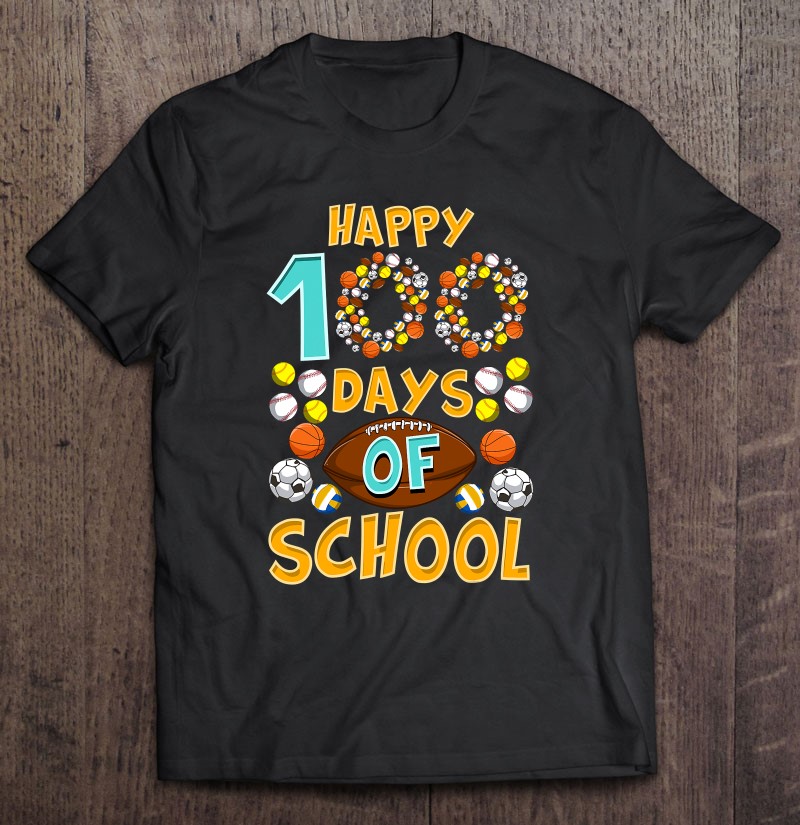 Sports Lover Happy 100Th Day Of School Student Teacher Gift Shirt