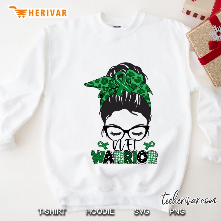 Tu Messy Bun Green Ribbon Nf1 Neurofibromatosis Awareness Sweatshirt