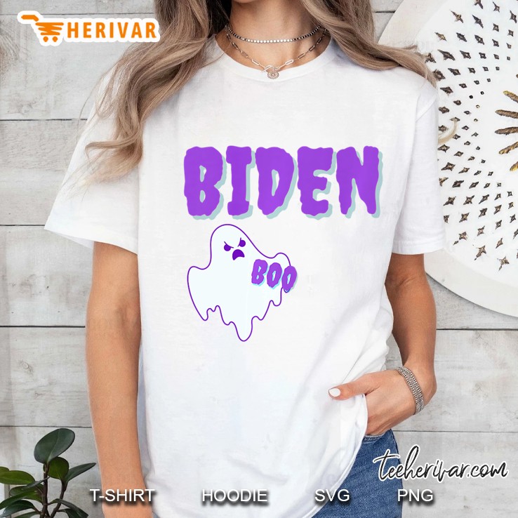 Funny Ghost Boo Biden Halloween Ladies Tee