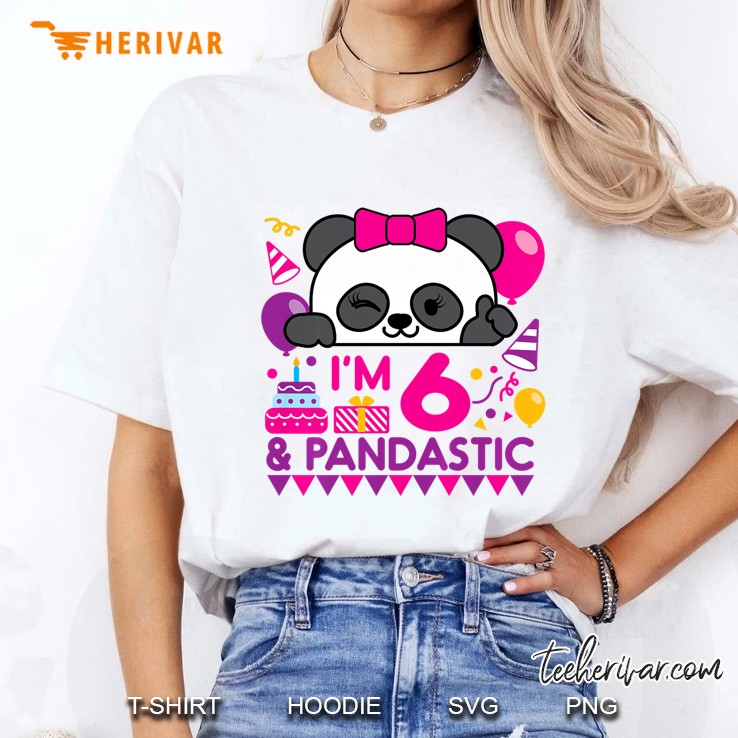 Kids Panda With Balloon 6 Years Old Girls Birthday Party Ladies Tee