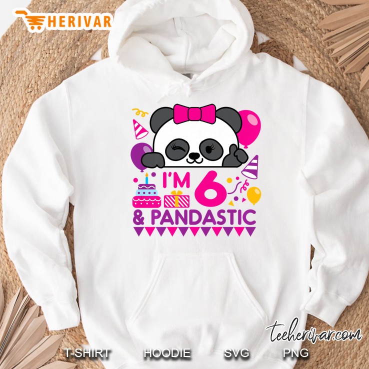 Kids Panda With Balloon 6 Years Old Girls Birthday Party Hoodie