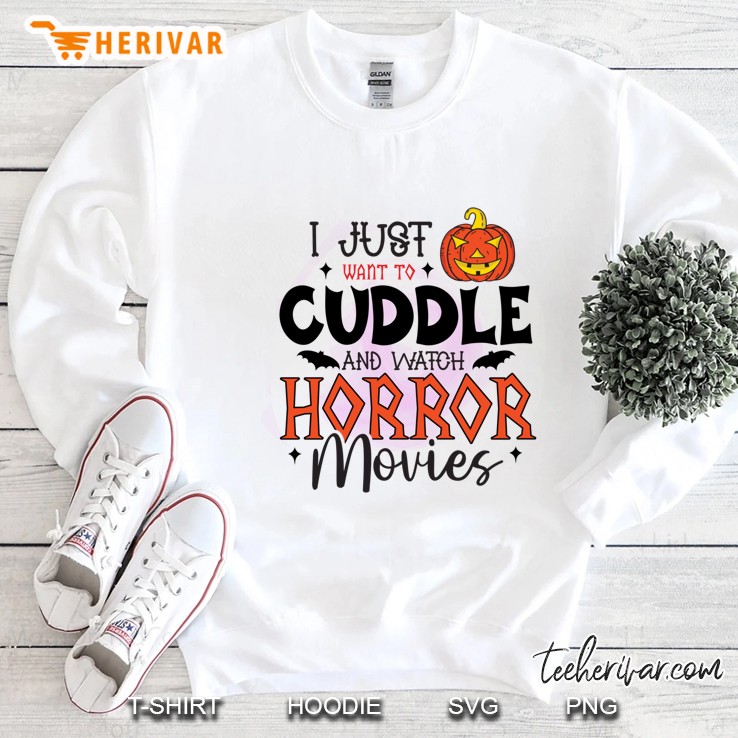 T- Shirts Design For Halloween Events Halloween Pumpkin Cuddle And Horror Movies T- Shirts Essentia Sweatshirt