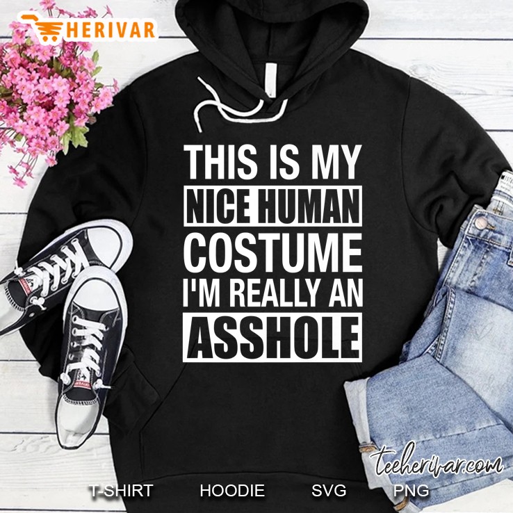 Funny Adult Humor Halloween Nice Human Costume Asshole Gifts Premium Hoodie