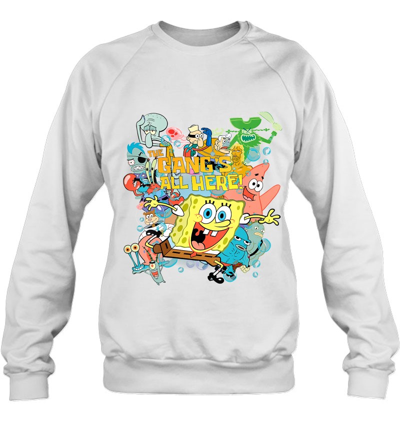Womens Spongebob Squarepants The Gangs All Here! V-Neck Sweatshirt