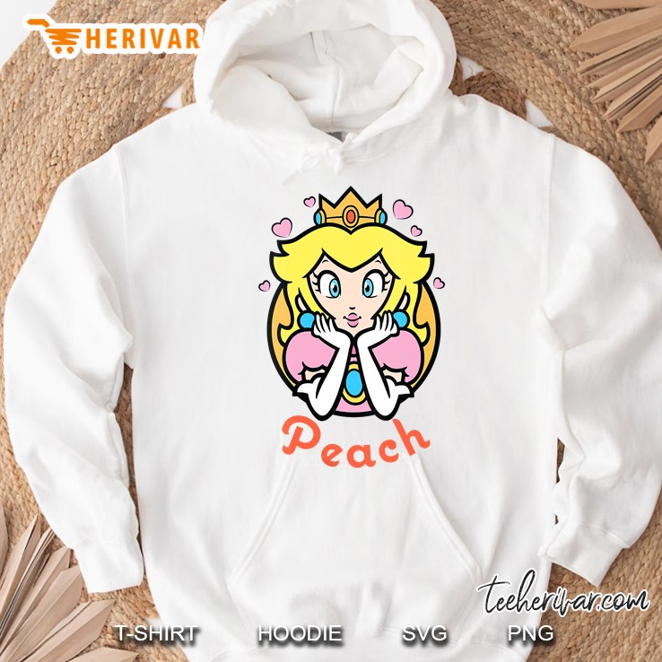 Womens Super Mario Princess Peach Circle Portrait Logo V-Neck Hoodie