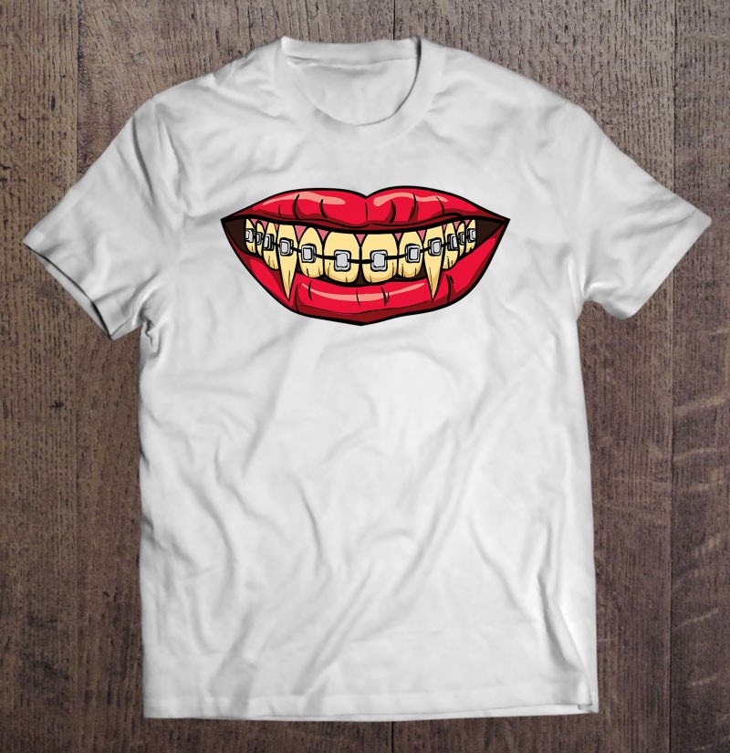 Vampire Fangs Halloween Dentist Orthodontic Braces Shirt