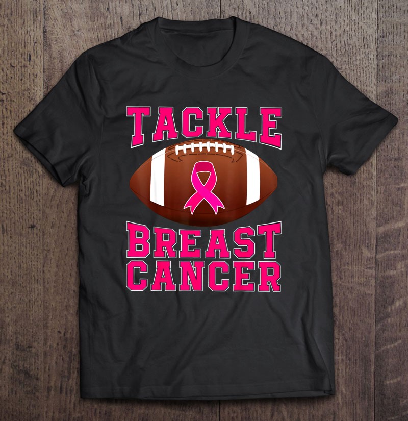 Tackle Breast Cancer Awareness Pink Ribbon Football Tee