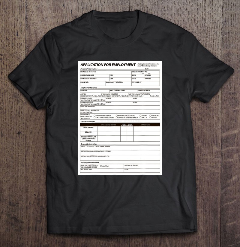 Funny Scary Halloween Costume Job Application Trick Or Treat Shirt