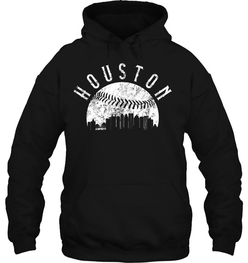 Vintage Houston Texas Skyline Womens Baseball Hoodie