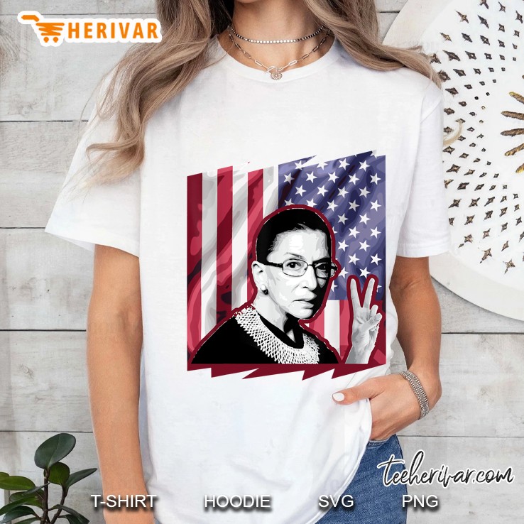 Ruth Bader Ginsburg Patriotic American Flag Ladies Tee