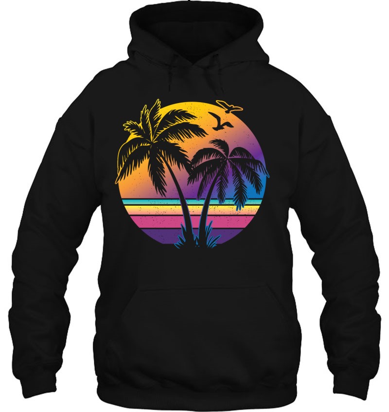 Vintage Sunset Palm Tree Gift Design Idea Beach Lovers