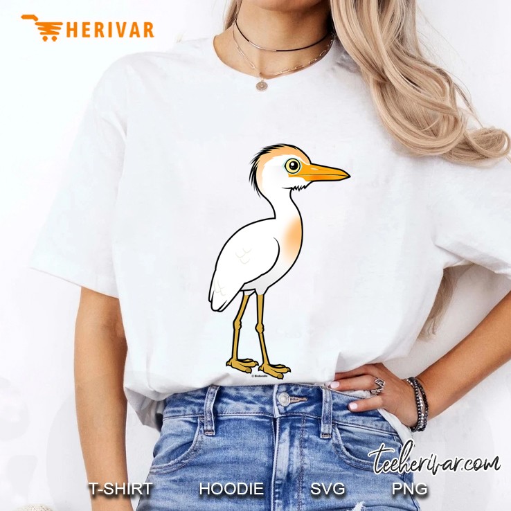 Impossibly Cute Cattle Egret Cartoon Bird Ladies Tee