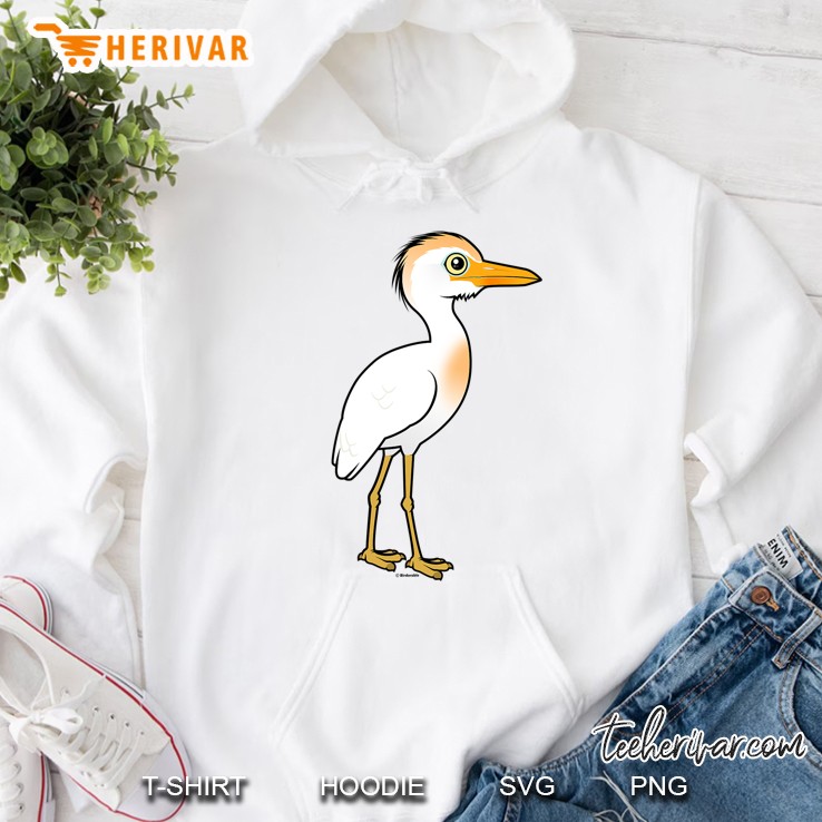 Impossibly Cute Cattle Egret Cartoon Bird Hoodie