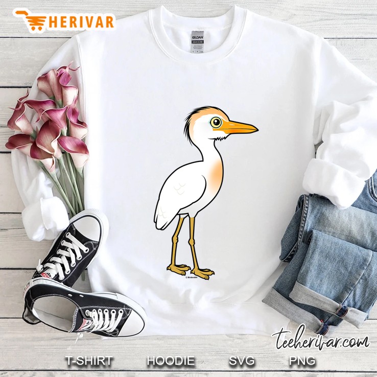 Impossibly Cute Cattle Egret Cartoon Bird Sweatshirt