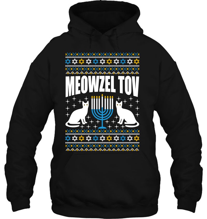 Meowzel Tov Chanukah Funny Jewish Cat Owner Ugly Hanukkah Mugs