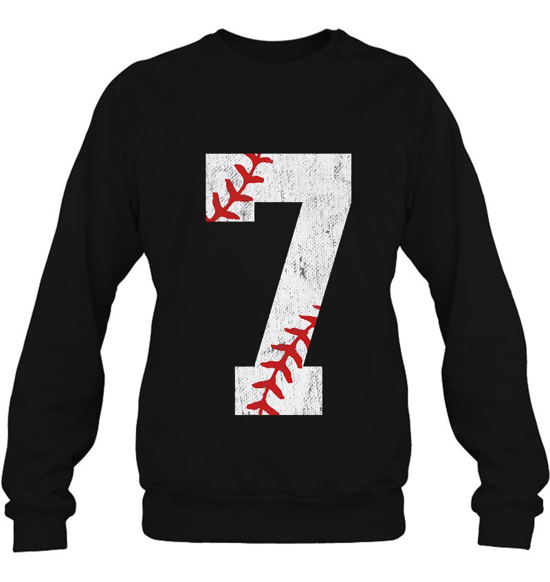 Number 7 Vintage 7Th Birthday Baseball Lover 7 Years Old Sweatshirt