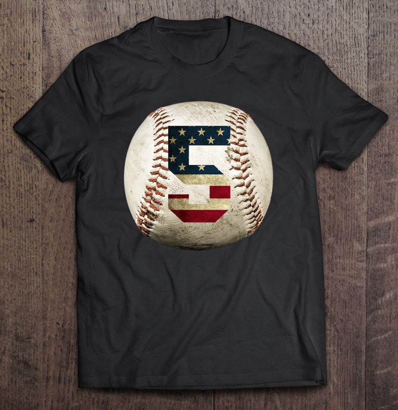 Baseball Number 5 With American Usa Flag Shirt