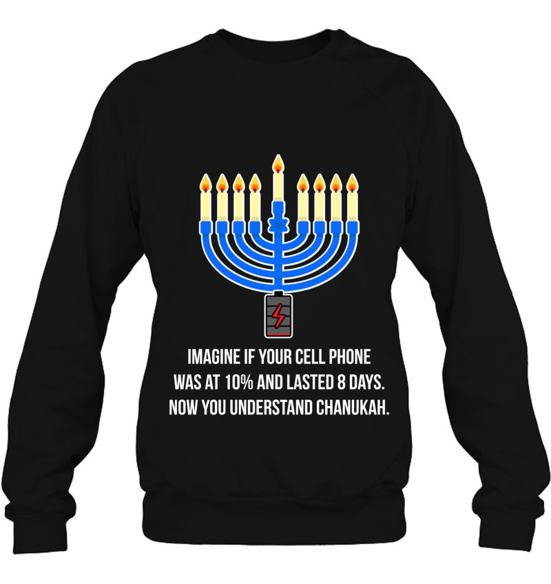 Image Your Cell Phone Battery Lasted 8 Days Miracle Hanukkah Sweatshirt