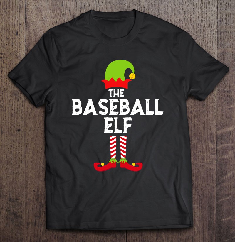 Baseball Elf Matching Family Christmas Pajama Kid Boys Mom Tee