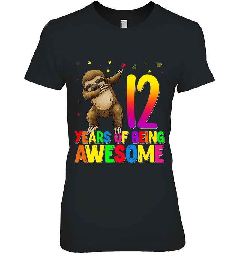 12 Years Old Birthday Sloth Dabbing 12Th Birthday Sloth Hoodie