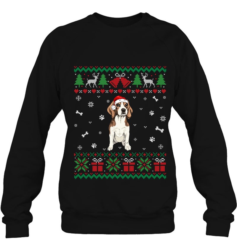 Funny Beagle Dog Santa Hat Christmas Gift Sweatshirt