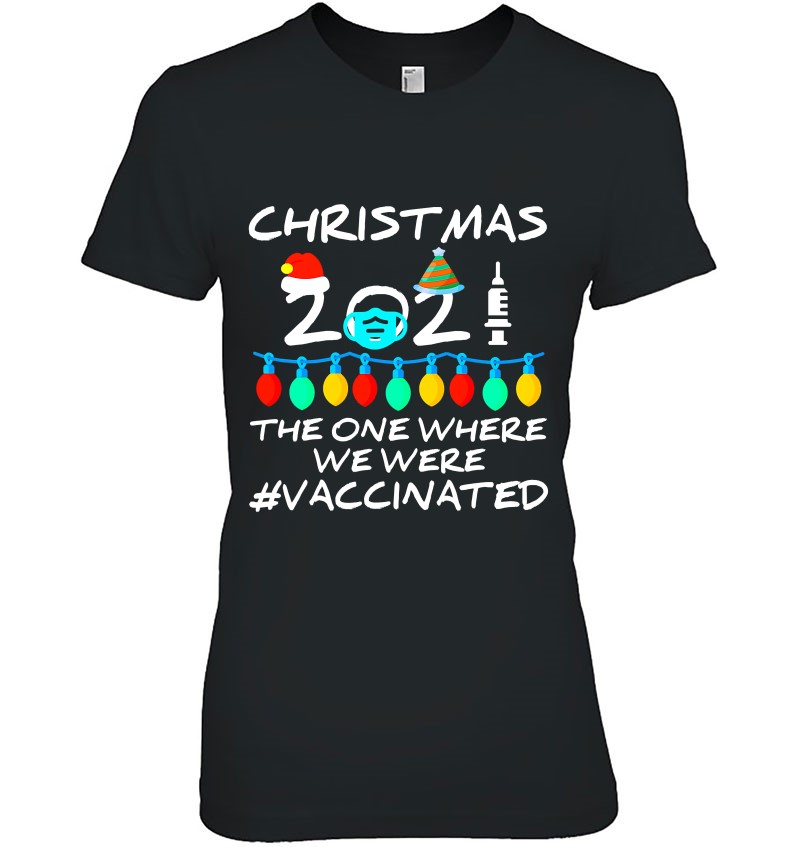 2021 Covid Vaccine Christmas Lights Ornament The One Where Ladies Tee