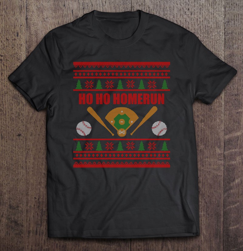 Ho Ho Homerun Funny Baseball Player Boy Christmas Gift Shirt