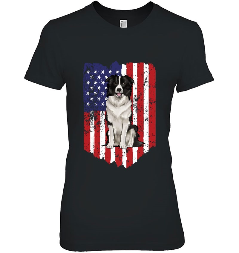 American Flag Border Collie 4Th Of July Usa Pullover Mugs