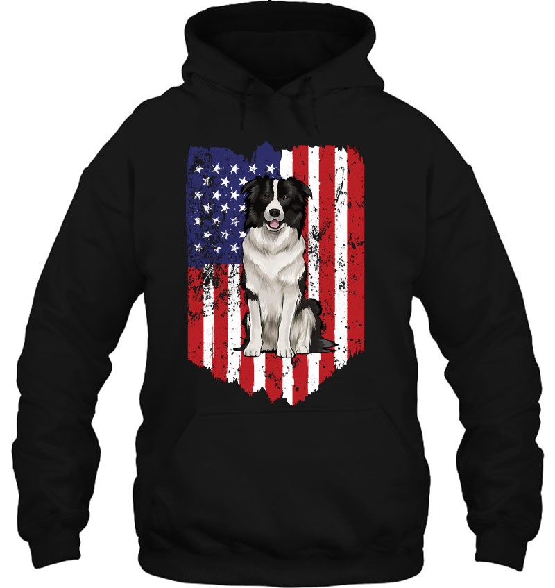 American Flag Border Collie 4Th Of July Usa Pullover Mugs
