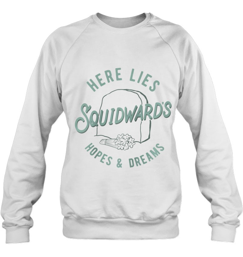 Spongebob Squarepants Here Lies Squidward's Hopes & Dreams Raglan Baseball Sweatshirt