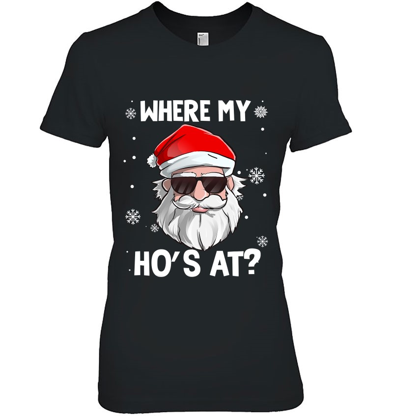 Where My Ho's At Funny Christmas Naughty Santa Quotes Humor Mugs