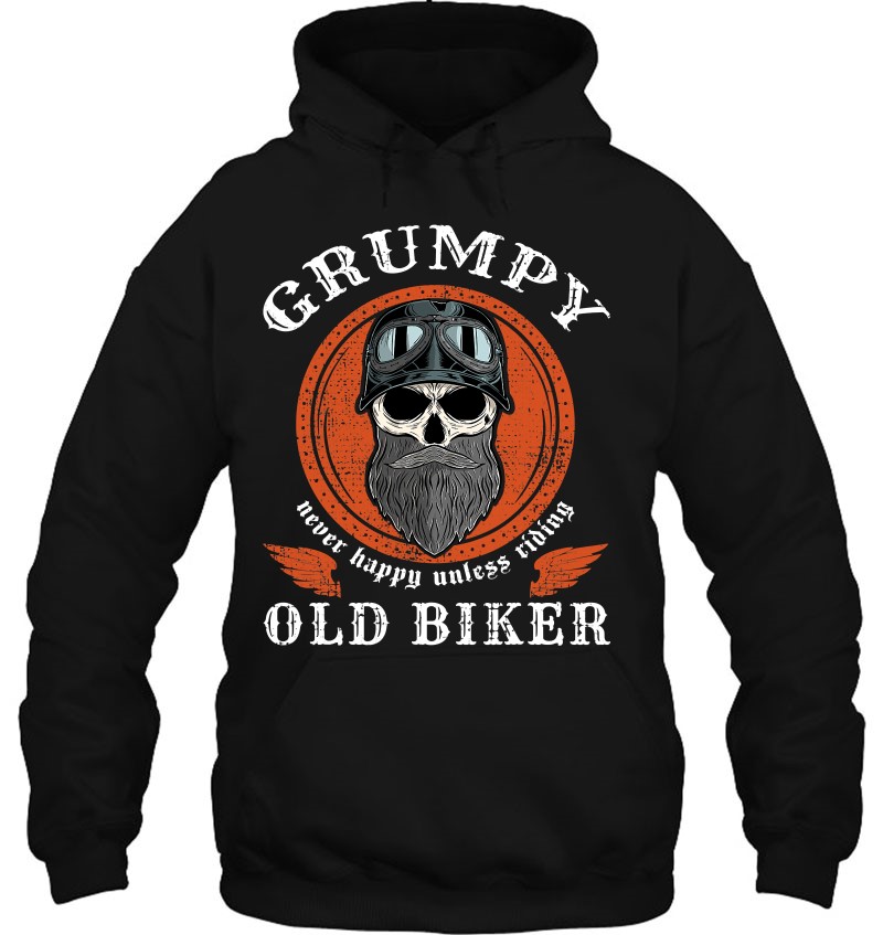 Vintage Grumpy Old Biker Skull With Beard Helmet Motorcycle