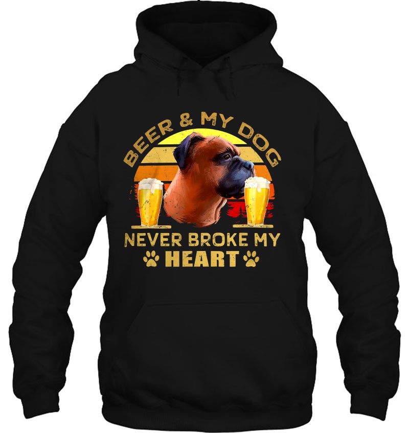 Beer & Boxer Dog Never Broke My Heart Mugs
