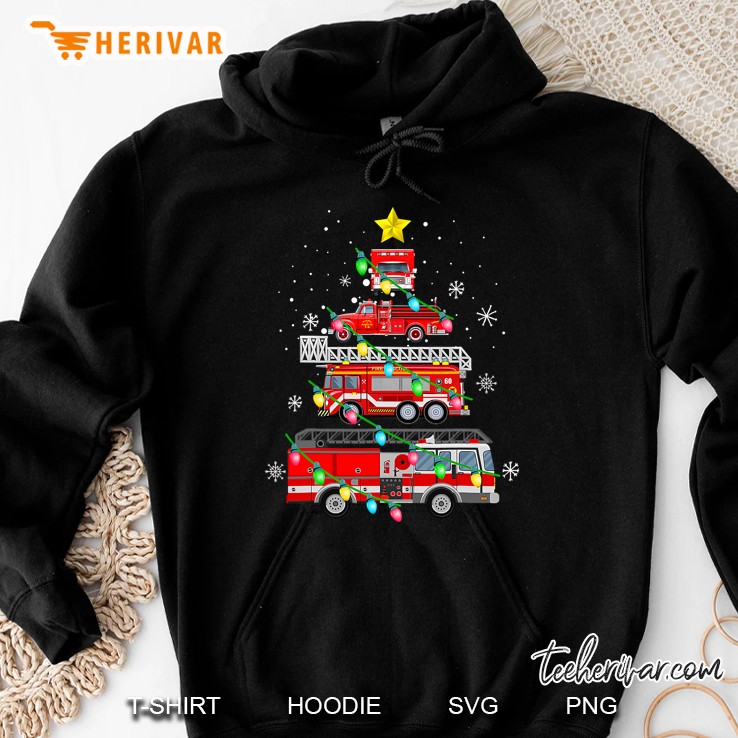 Funny Firefighter Fire Truck Christmas Tree Xmas Gifts Hoodie