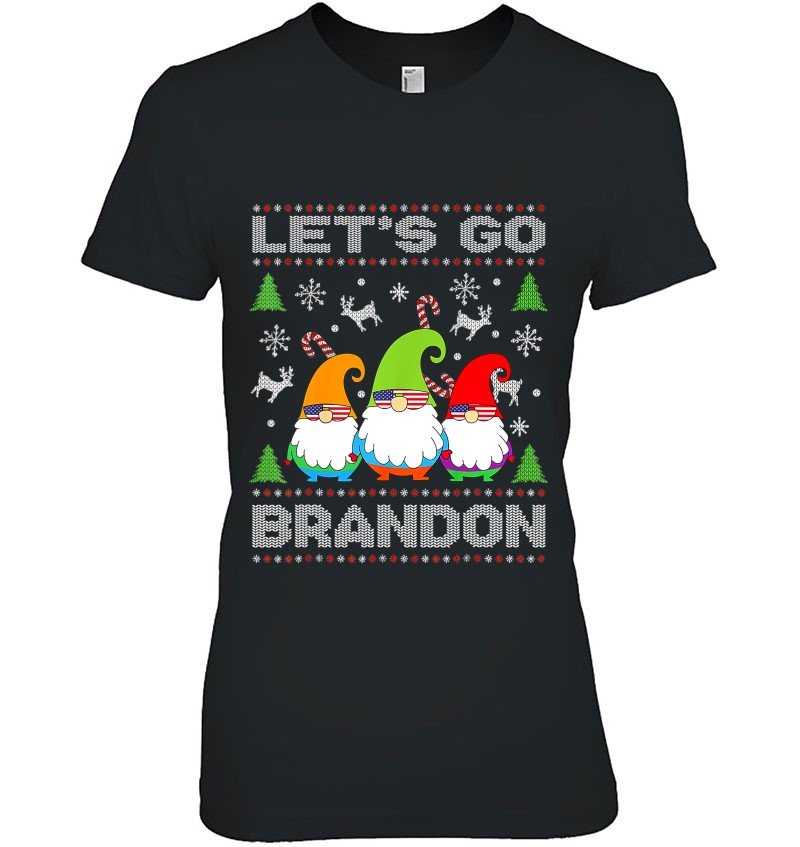 Let's Go Brandon American Flag Gnome Ugly Christmas Sweater Hoodie