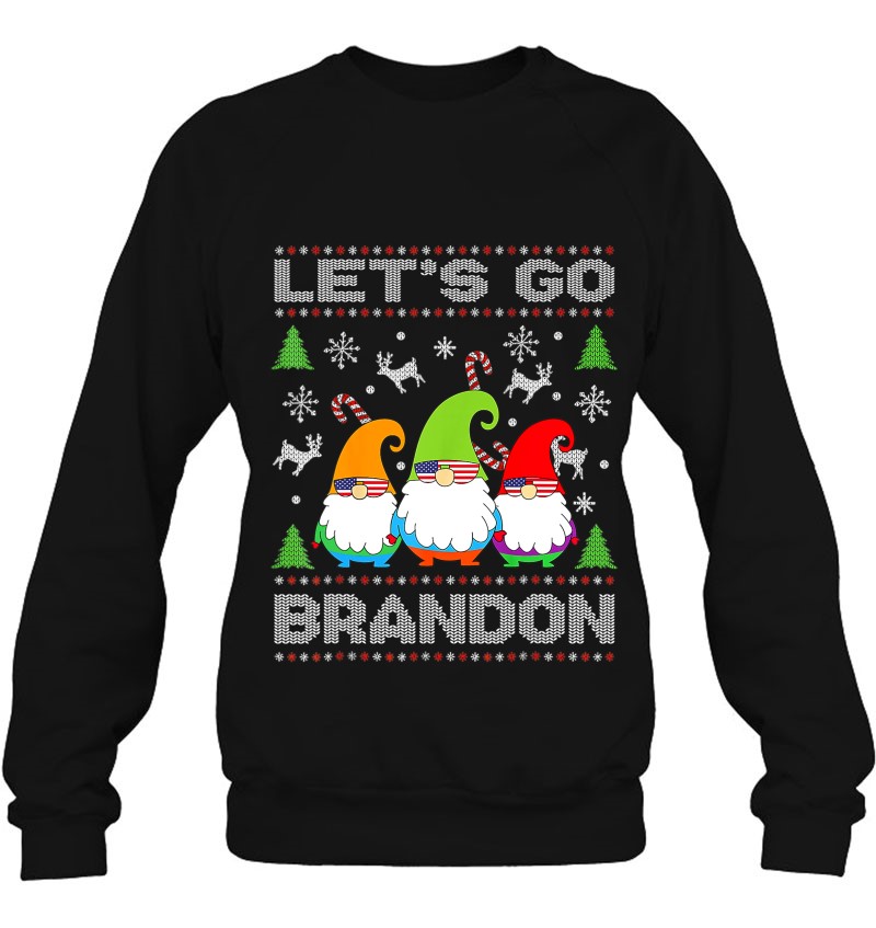 Let's Go Brandon American Flag Gnome Ugly Christmas Sweater Sweatshirt