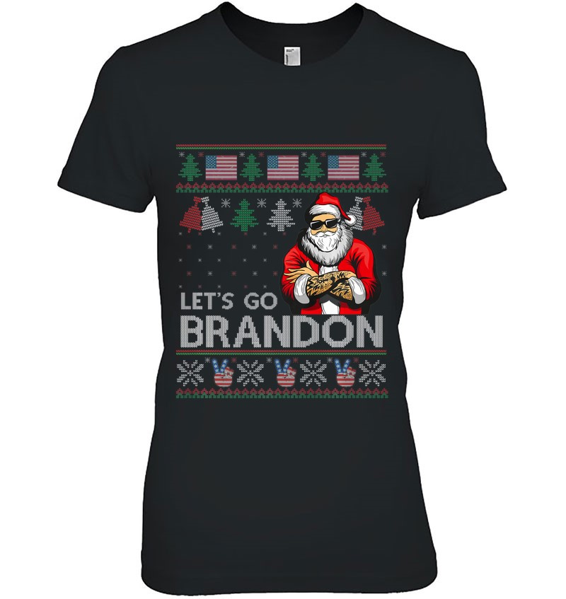 Ugly Christmas Brandon American Flag Let's Go Ladies Tee