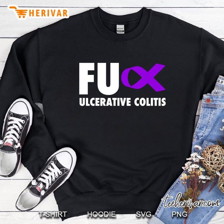 Fuck Ulcerative Colitis Purple Ribbon Ulcerative Colitis Sweatshirt