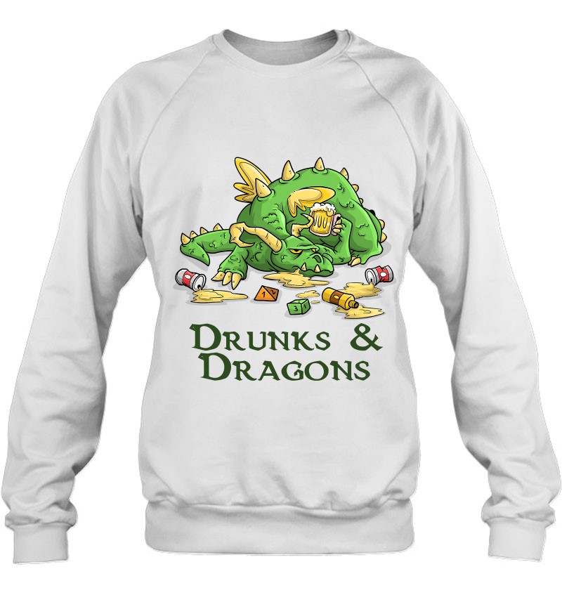 Drunks And Dragons Funny Dm Dice Beer Tabletop Gaming Geek Sweatshirt