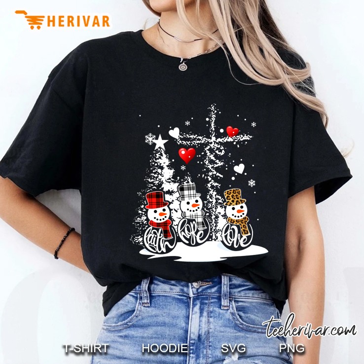 Jesus Christmas Season Faith Love Snowman Christian Ladies Tee