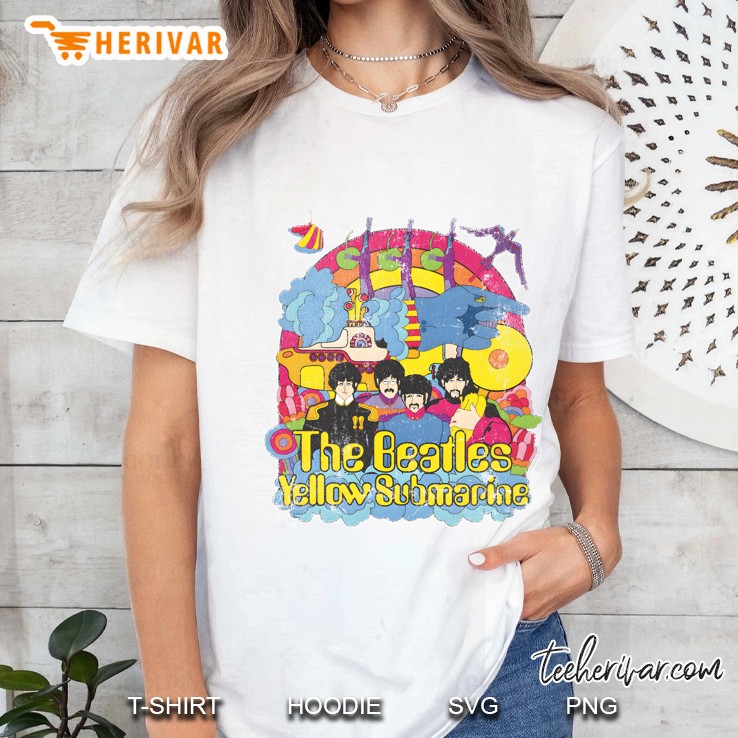 The Beatles Yellow Submarine Bursting Beatles Long Ladies Tee