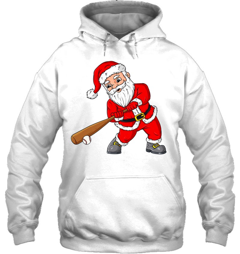 Christmas Santa Claus With Baseball Bat Boys Kids Teens Xmas Hoodie