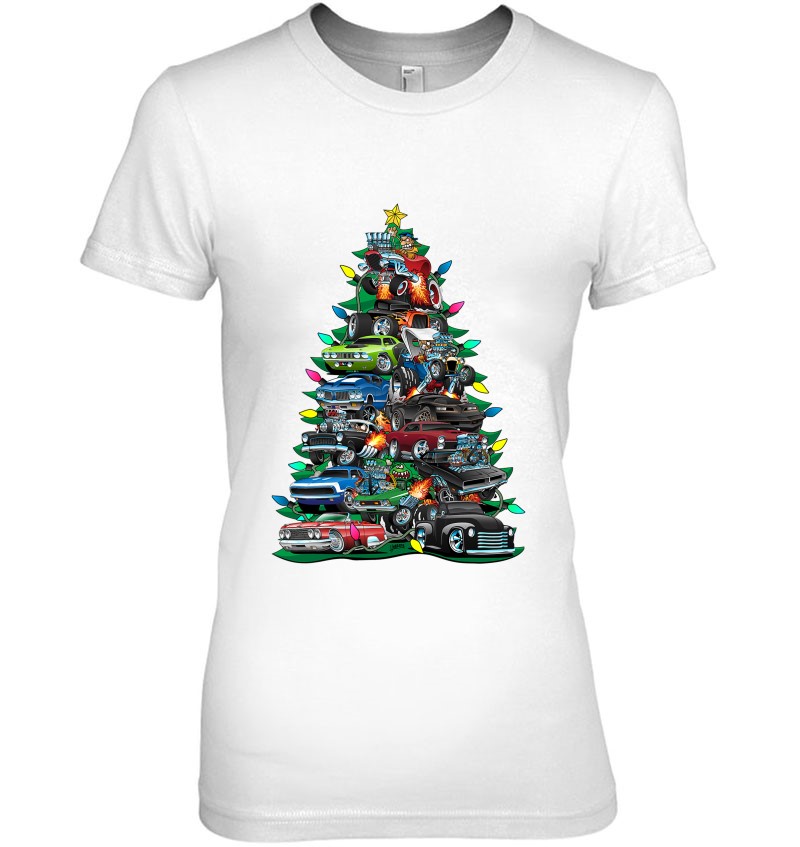 Car Madness Christmas Tree! Classic Muscle Cars And Hot Rods Sweatshirt