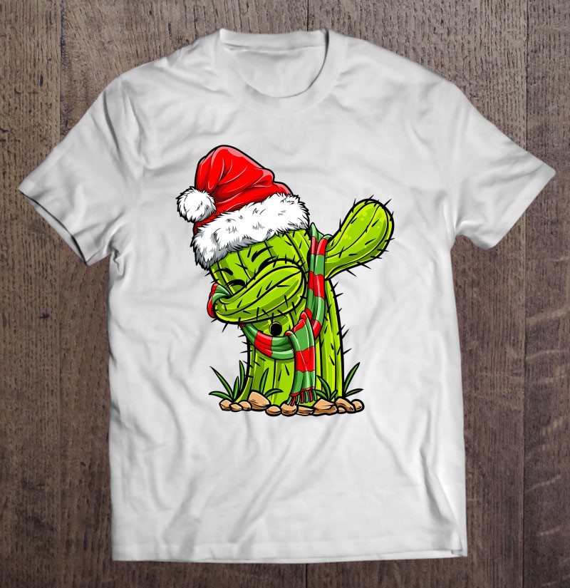 Dabbing Cactus Santa Christmas Kids Boys Girls Gifts Shirt