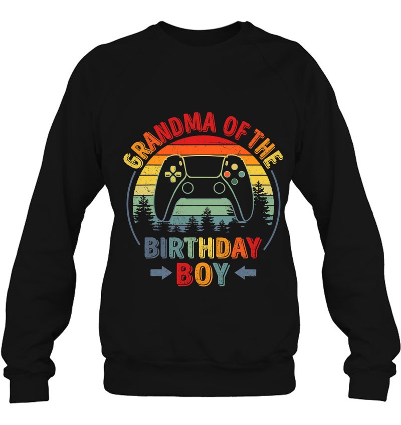 Grandma Of The Birthday Boy Vintage Matching Gamer Birthday Sweatshirt