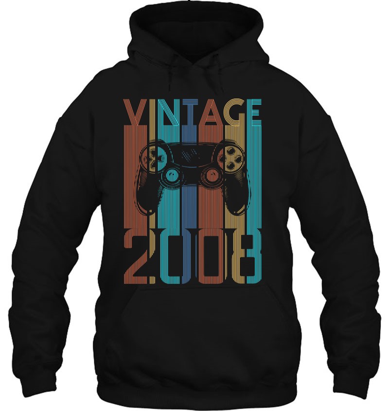 Vintage 2008 Gaming Gifts For 14 Years Old Boy Gamer Birthday Pullover Hoodie